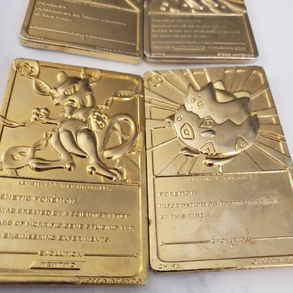 1999 Burger King Nintendo Pokemon 23K Gold Plated Trading Cards Mewtwo, Togepi - Picture 7 of 7